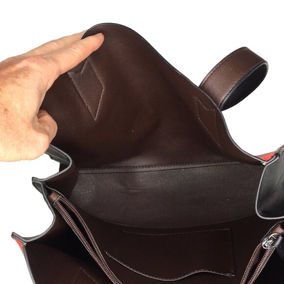 Sondra Roberts Squared Large Colorful Faux Leather Shoulder Bag Tote - Picture 11 of 16